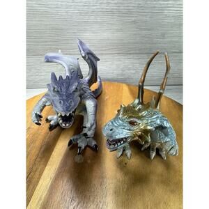 2005 TM Dragon Figure Fantasy Creature Purple 11”. Set Of Two.